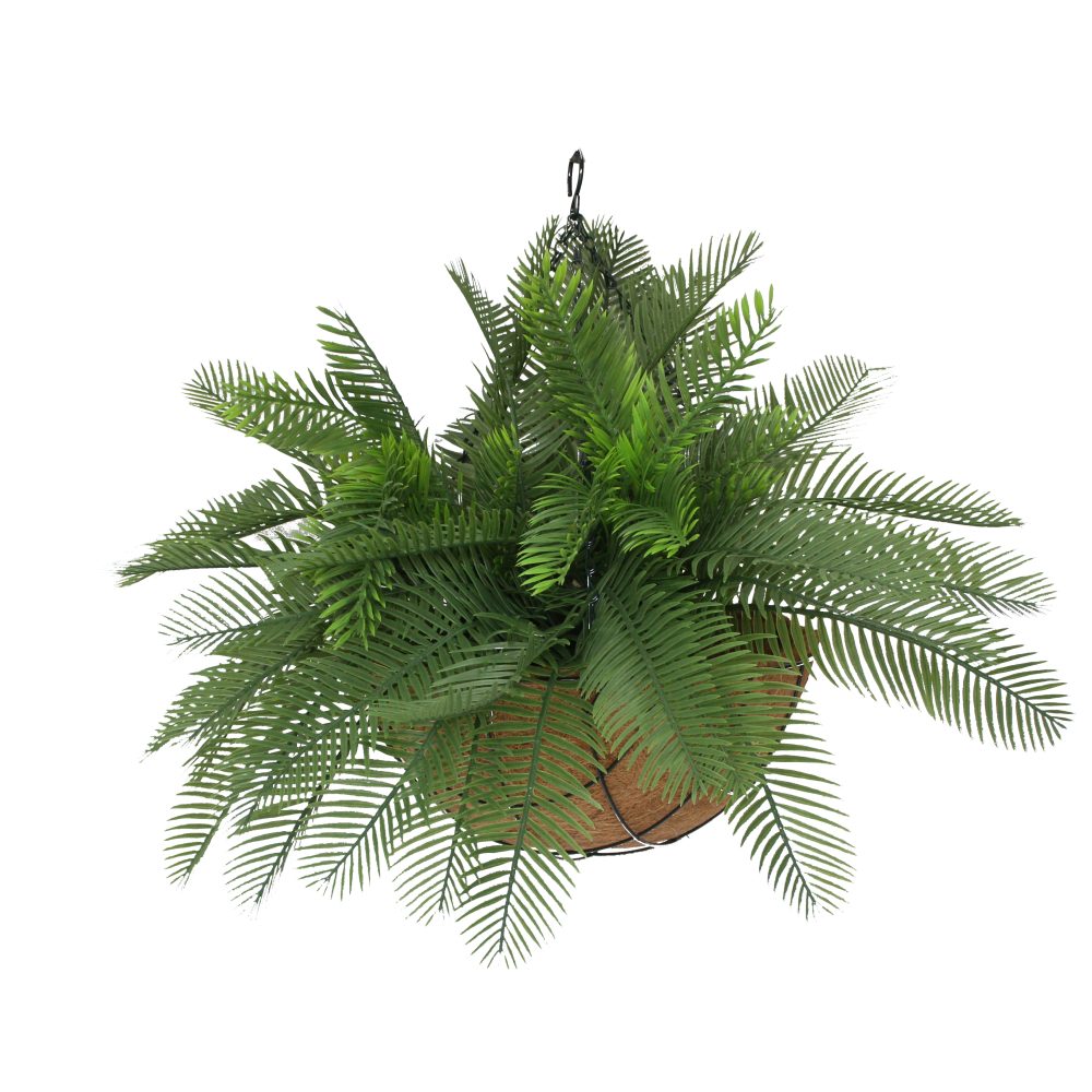 ARTIFICIAL DOUBLE CYCAD PALM 48CM IN HANGING BASKET
