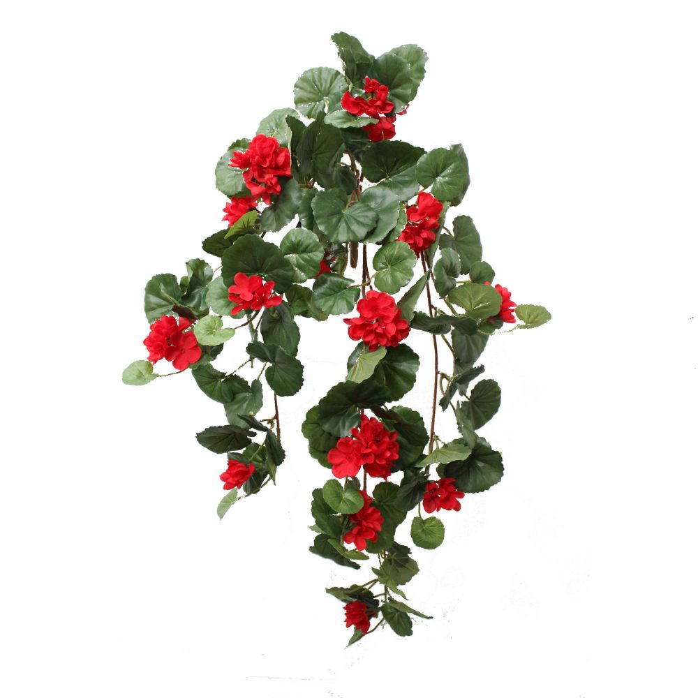 Artificial Geranium Vine with Red Flowers | Greenery Imports