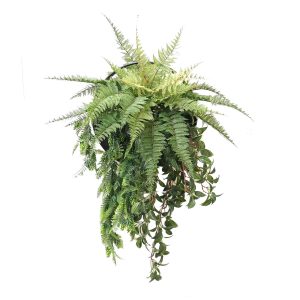 leather fern | artificial fern | artificial hanging plants | fake fern | UV resistant plants | hanging planter | faux hanging plants | plants décor