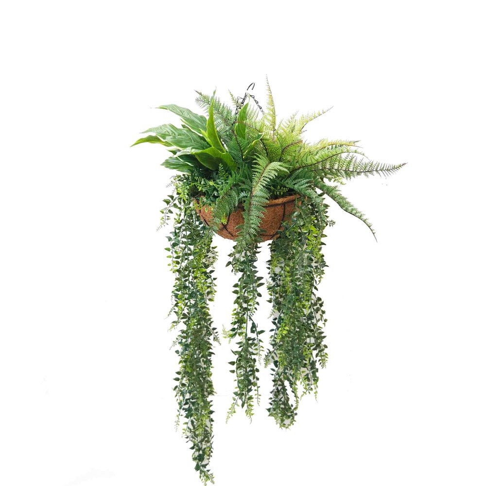 leather fern | artificial fern | artificial hanging plants | fake fern | UV resistant plants | hanging planter | faux hanging plants | plants décor